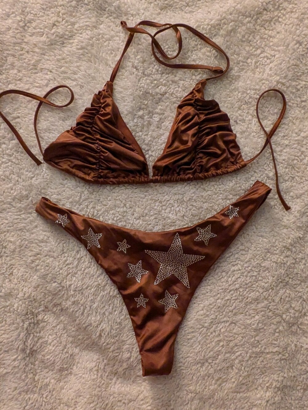 Chocolate Rhinestone Star Bikini